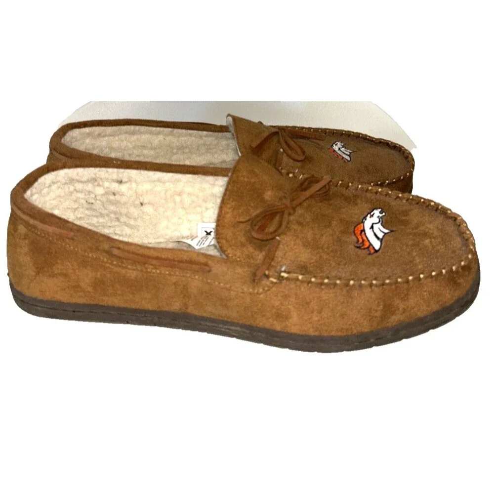 Denver Broncos Embroidery Slippers Faux Suede Faux Men’s size XL 11.5-13